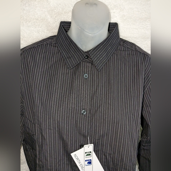 🆕 NORTH END Ladies Blouse Black strip Button front SZ L long sleeve Shirt Top - Picture 3 of 10